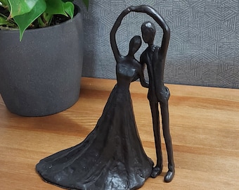 Wedding Dance, cast iron indoor figurine - mocha brown