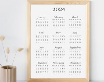 2024 Wall Calendar Printable, 2024 Printable Calendar, 2024 Wall Planner