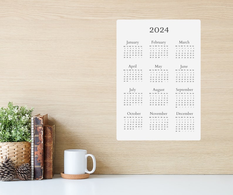 2024 Wall Calendar Printable, 2024 Printable Calendar, 2024 Wall