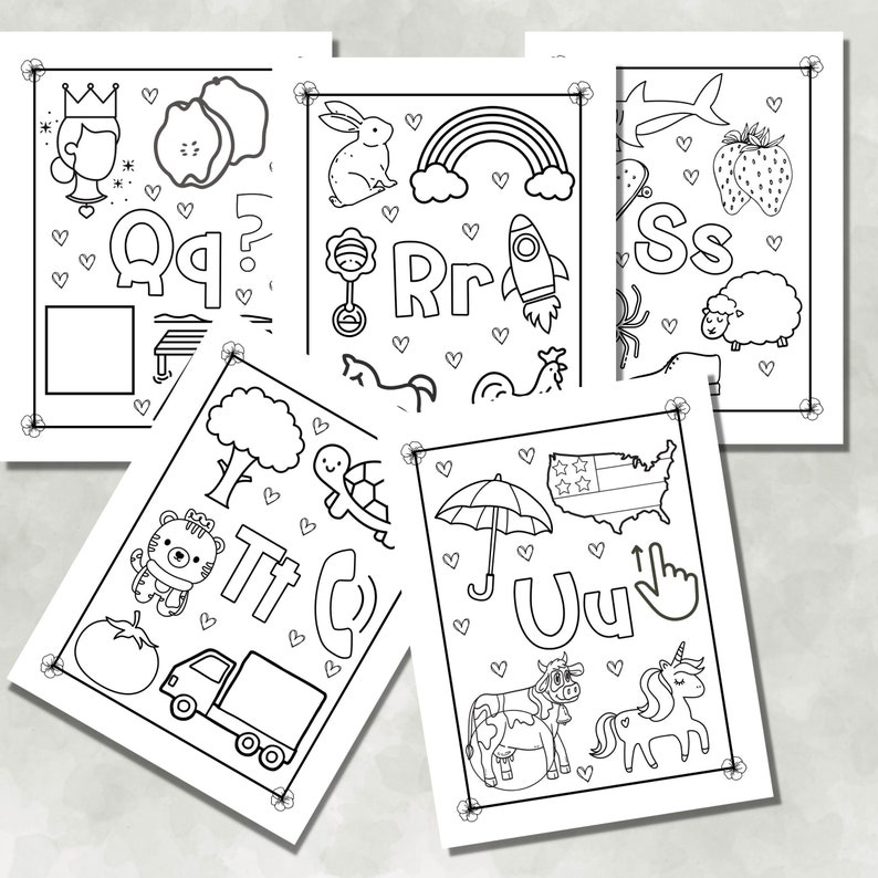 26 Printable Alphabet Coloring Pages Worksheets for Kids - Etsy