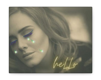 Plakat Adele | Sztuka ścienna Adele | Adele Retro Hello | Owijki z płótna