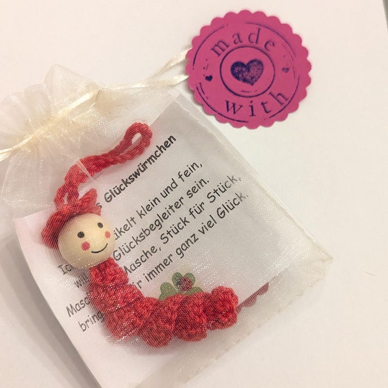 Sorgenwürmchen Glückswürmchen Worry Worm handmade gehäkelt in vielen