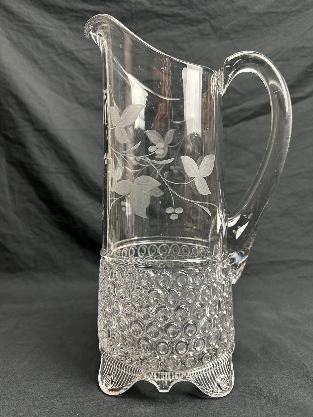 Joe R. Pyle Glassware Vintage Ripley Glass Pitcher, Wyandotte Button Band, EAPG 1880s - Etsy