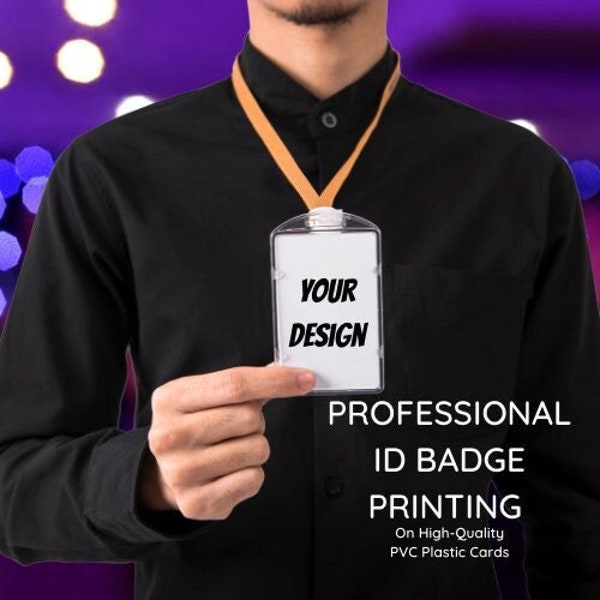 Professional ID Badge Printing. ID Badge, VIP Pass, Concert Pass, Party Invite Pass. Plastic id Card Printing. Upload a Design for printing.