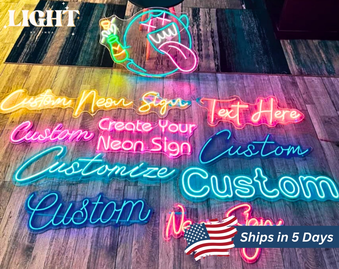 Custom Neon Sign Battery Operated Neon Custom Name Neon Bar Etsy