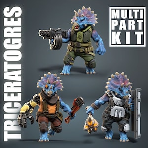 Triceratogres Squad (4 Miniatures) - One Page Rules - Treadhead Rad - Ogres