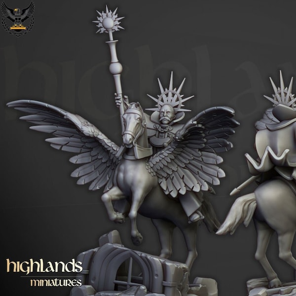 Highlands Miniatures - High Mage of Sunland on Pegasus - Fantasy Battles