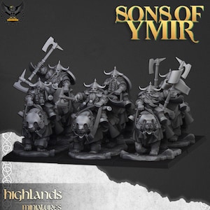 Highlands Miniatures - Sons of Ymir -  Mounted Heavy Dwarfs (10 Miniatures) - Fantasy Battles