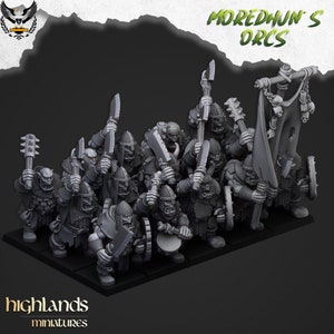Highlands Miniatures - Moredhun&#39;s Orcs - Orc Warriors with Hand Weapons and Spears - Fantasy Battles