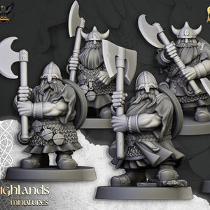 Highlands Miniatures - Sons of Ymir - Dwarfs Warriors Two Handed - Fantasy Battles