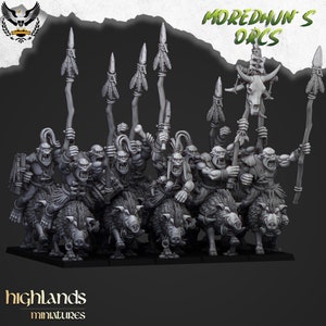 Highlands Miniatures - Moredhun&#39;s Orcs - Mounted Cave Orcs - Boars- - Fantasy Battles