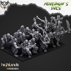 Highlands Miniatures - Moredhun&#39;s Orcs - Cave Orcs with Spears or Bows - Fantasy Battles