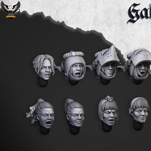 Highlands Miniatures - Female Knight Head Set (8) - Fantasy Battles