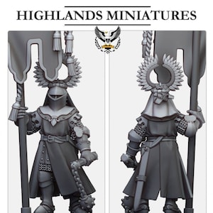 Highlands Miniatures - Gallia Fantasy Fillers - Standard Bearer (Unmounted & Mounted) - Fantasy Battles