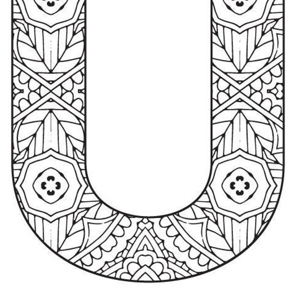 Children Alphabet Letters Pack 5 - U V W  - ready for Coloring - Quick instant download and print at Home - Holiday Time Special.