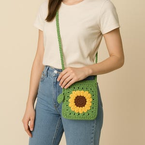 Sunflower crochet bag, digital pattern, crochet granny square patterns, pattern, granny square crochet pattern, crochet, crossbody bag