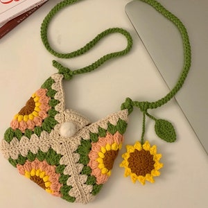 Sunflower crochet bag, crochet granny square patterns, pattern, granny square crochet pattern, crochet, , crossbody bag, digital pattern