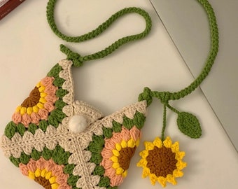 Sunflower crochet bag, crochet granny square patterns, pattern, granny square crochet pattern, crochet, , crossbody bag, digital pattern