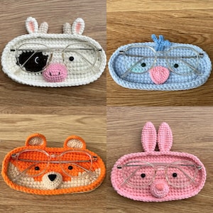 Bundle 4 in 1, Crochet eyeglass holder, cow crochet pattern, crochet cow, crochet glasses holder, eyeglass case, crochet cow pattern, cow