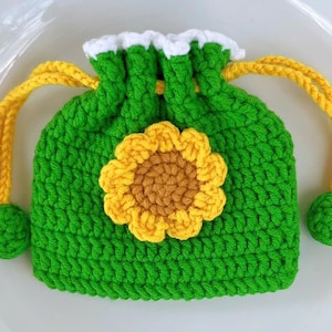 Sunflower crochet bag, crochet purse, crochet granny square patterns, small purse, granny square crochet pattern, sunflower crochet purse