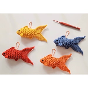 Patrón de pez a crochet, patrones de crochet, pez, amigurumi a crochet, llavero a crochet, pez dorado a crochet, patrón de pez dorado a crochet