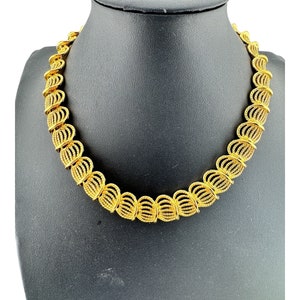 Napier Patented Vintage Gold Tone Large Textured Link Choker Statement Necklace