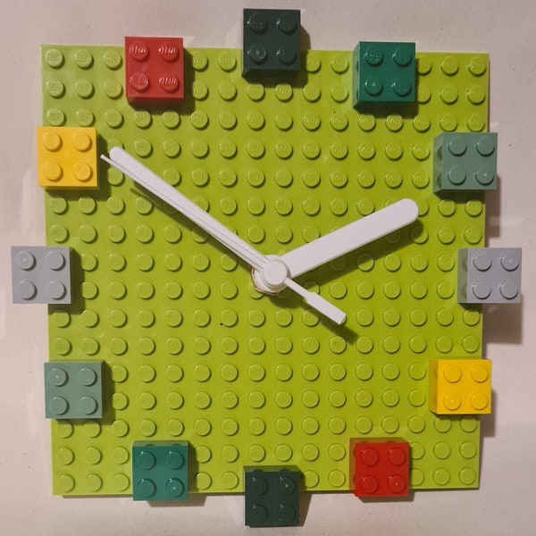 Lego Clock, Handmade, Brand New, 16 x 16 Lego Studs, 12.8cm x 12.8cm size, various colours. Ideal gift for Lego lovers of all ages.