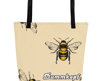 Dummkopf. Bee Pattern All-Over Print Large Tote Bag