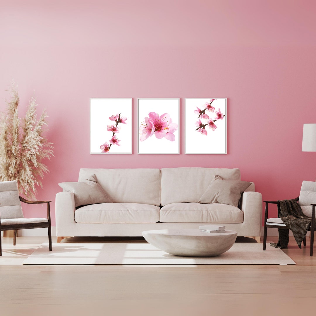 Light Pastel Pink Printable Wall Art, Pink Daisy Art Print, Flowers ...