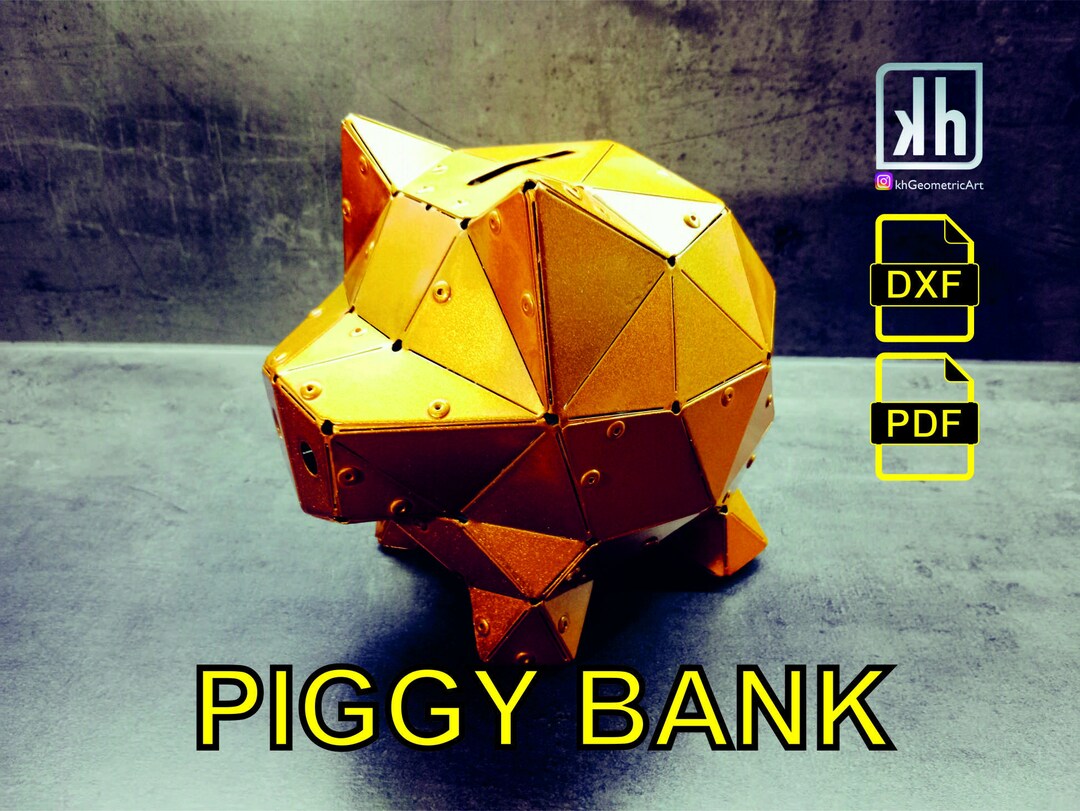 PIGGY BANK Diy Metal Piggy Bank Diy 3d Lowpoly Piggy Etsy
