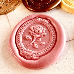 Elegante sello de cera con forma de rosa vintage: 23 x 30 mm, sello de cera ovalado con diseño floral para invitaciones de boda, cartas, regalos y manualidades