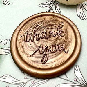 Elegante selo de cera "Thank You" – Selo de cera de latão de 25 mm para lembrancinhas de casamento, embrulhos de presentes e artigos de papelaria personalizados