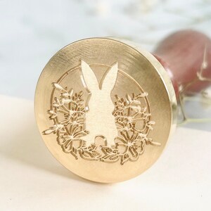 Sceau de cire floral lapin - Motif lapin élégant pour lettres, invitations et travaux manuels (30 mm)