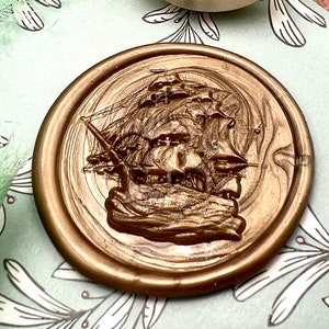 Timbro di ceralacca vintage con nave a vela – Timbro di ceralacca in ottone da 30 mm per lettere e decorazioni nautiche
