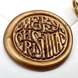 Frohe Weihnachten & Happy New Year Wachs-Siegelstempel | 25mm Wachs Stempel Weihnachten für Karten, Verpackungen und Geschenke