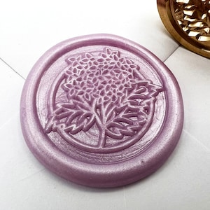 Sceau de cire hortensia - Tête de tampon en laiton de 25 mm pour papeterie florale élégante et faire-part