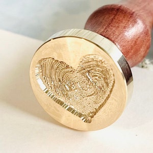 Vingerafdruk Hart Wax Stempel – 25mm Messing Wax Zegelstempel voor Bruiloften, Liefdesbrieven, Gepersonaliseerde Stationery