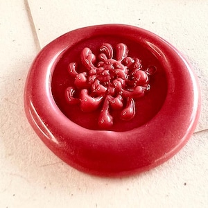 Mini Chrysant Waxstempel – 15mm Elegante Bloemen Waxstempel voor Uitnodigingen & Cadeaus