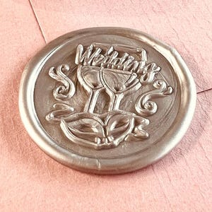 Bruiloft Wax Stempel – 25mm Elegante Messing Stempel met Wijn Glazen & Masker