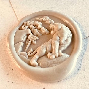 Timbro di cera 3D Tiger – Zodiaco cinese, paesaggio montano e simbolo di forza (25 mm)