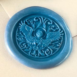 Sello de lacre de ángel alado: sello redondo de latón de 25 mm para cartas, regalos y diarios elegantes.