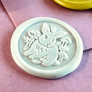 Selo de cera de coelho da floresta - Cabeça de selo de latão de 25 mm com coelho e cogumelos