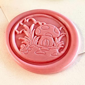 Carimbo de cera Mushroom Cottage – Selo de cera de conto de fadas encantador para convites e diários (25 mm)