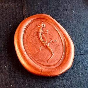 Hagedis Skelet Wax Stempel - 20x28mm Ovale Messing Zegelstempel voor Gothic & Vintage Stijl
