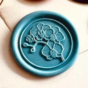 Orchid Flower Wax Seal Stamp – 25mm Brass Wax Stamp for Elegant Crafting & Invitations