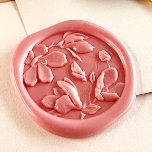 Elegant Magnolia Wax Seal Stamp – 25mm Floral Botanical Design : Wedding Invitation, Elegant invite, Gift Wrap & Crafts