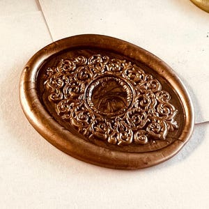 Sello de lacre vintage adornado con un elegante diseño de marco barroco (20 x 30 mm)