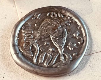 Celebration Champagne Wax Seal Stamp – Cheers and Party Brass Stamp size 25mm
