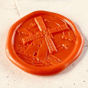 Timbro con sigillo in ceralacca a forma di mulino a vento – Design olandese a forma di mulino a vento per inviti e artigianato (25 mm)