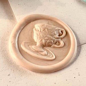 Tampon à sceller en cire 3D pour tasse de thé - Motif vintage de tea party pour lettres, invitations et travaux manuels (25 mm)